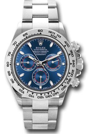 Replica Rolex White Gold Cosmograph Daytona 40 Watch 116509 Blue Index Dial